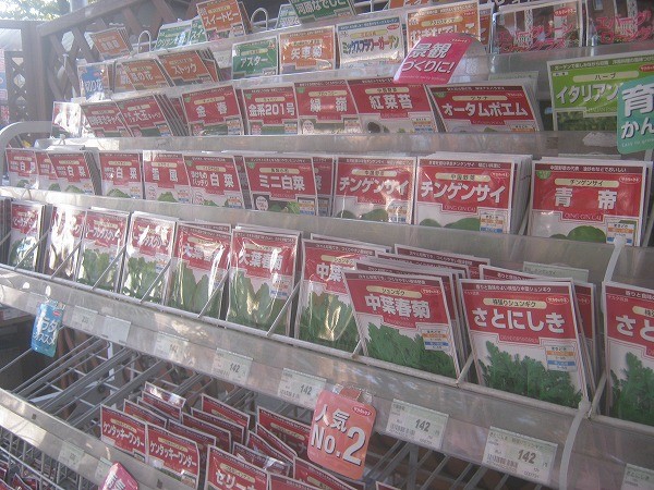 店頭に並んだ野菜の種